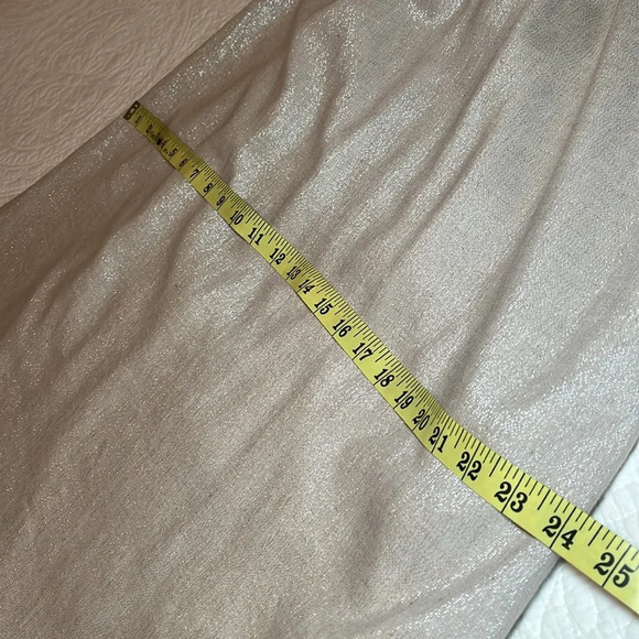 Vintage Linen Blend Dress Women12 Tan Gold Metallic Thread Sleeveless Baby Doll - Picture 11 of 17